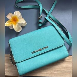 Michael Kors Turquoise Saffiano Crossbody Bag